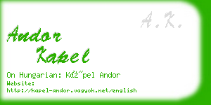 andor kapel business card